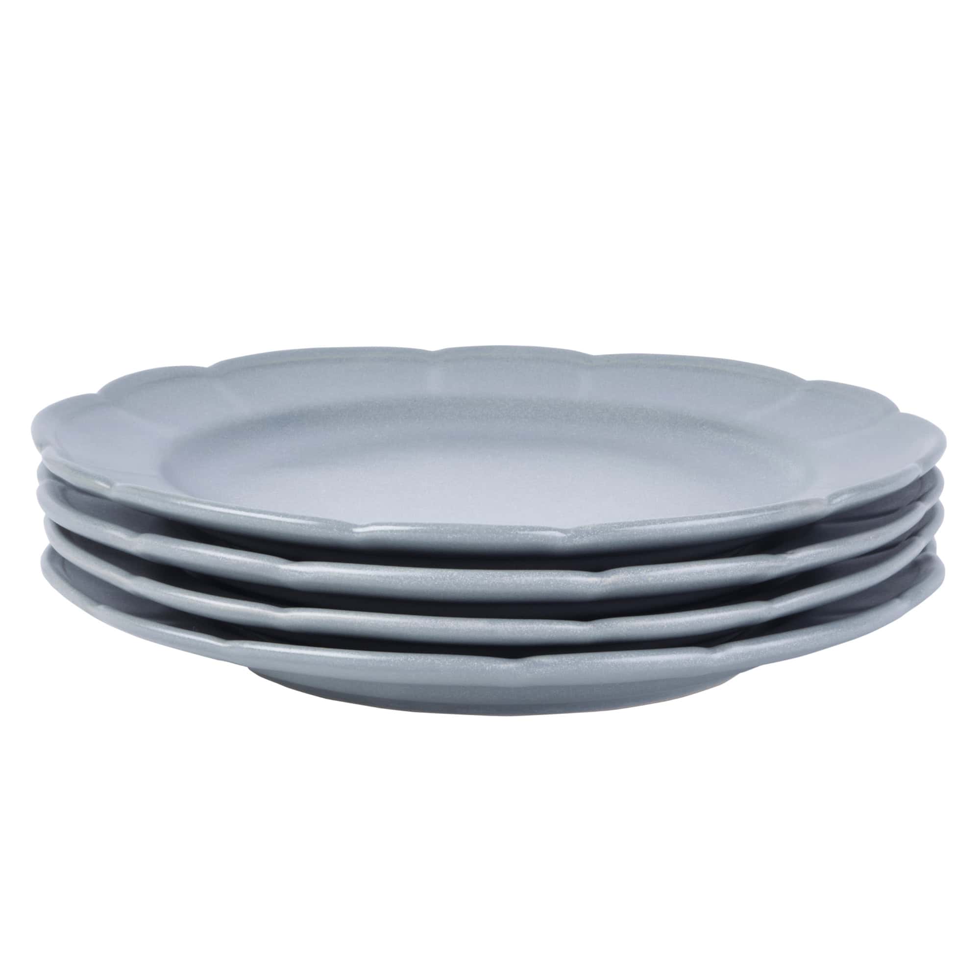 Beautiful Scallop Stoneware Dinnerware 12 Piece Set Cornflower Blue by Drew Barrymore