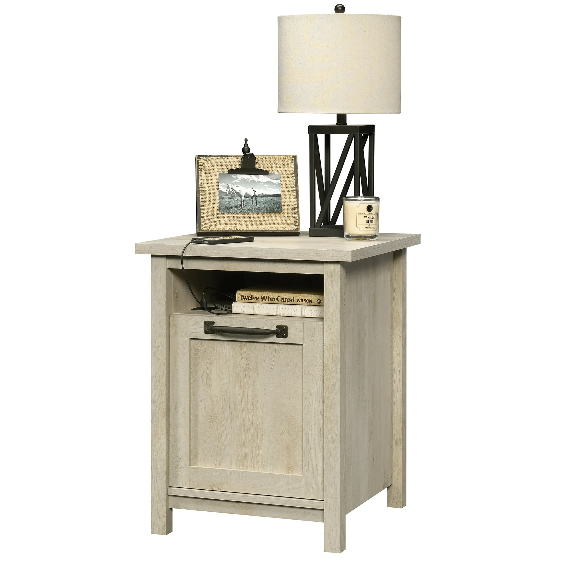 Better Homes & Gardens Modern Farmhouse USB Nightstand, Rustic White Finish