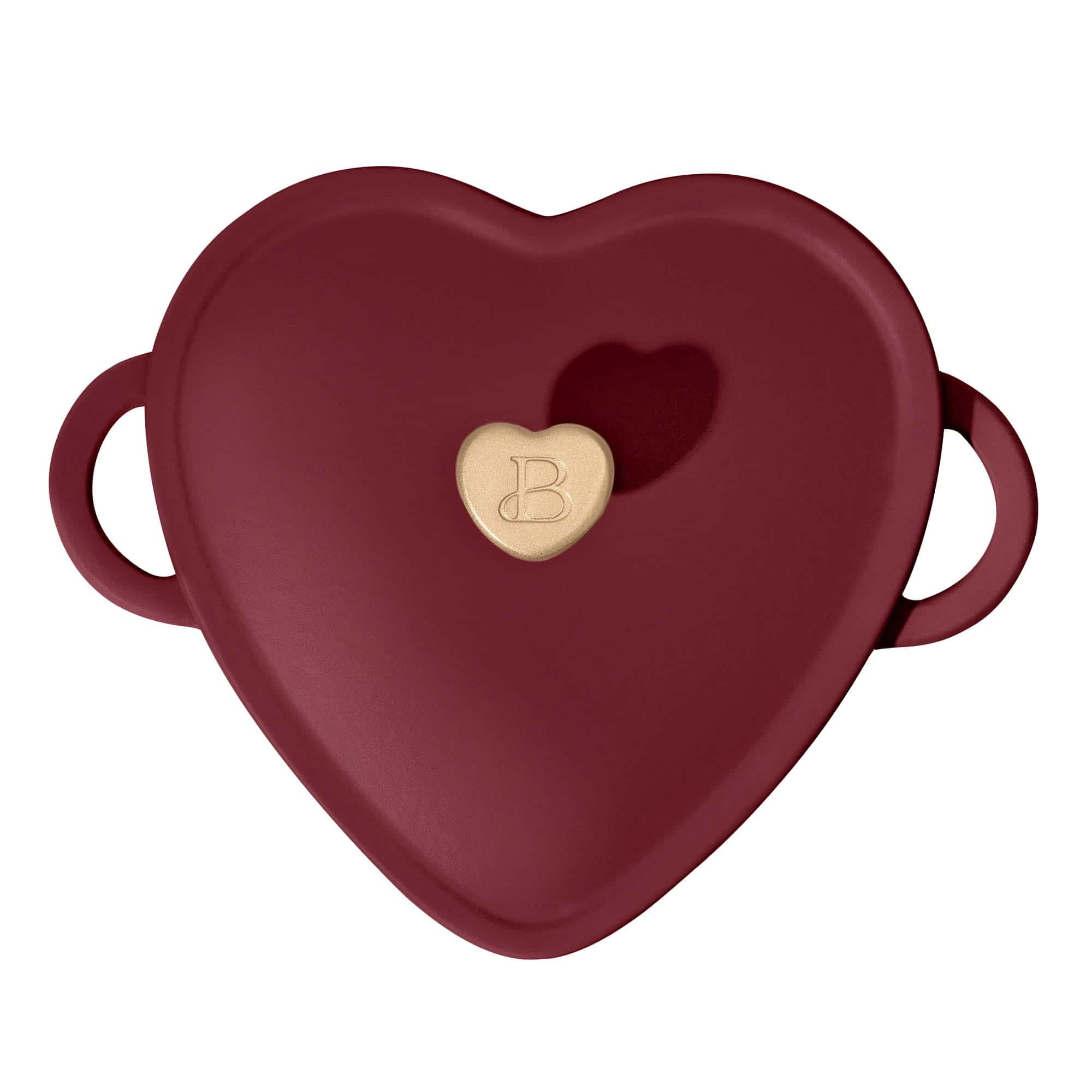 Beautiful 2QT Cast Iron Heart Shaped Dutch Oven, Merlot by Drew Barrymore
