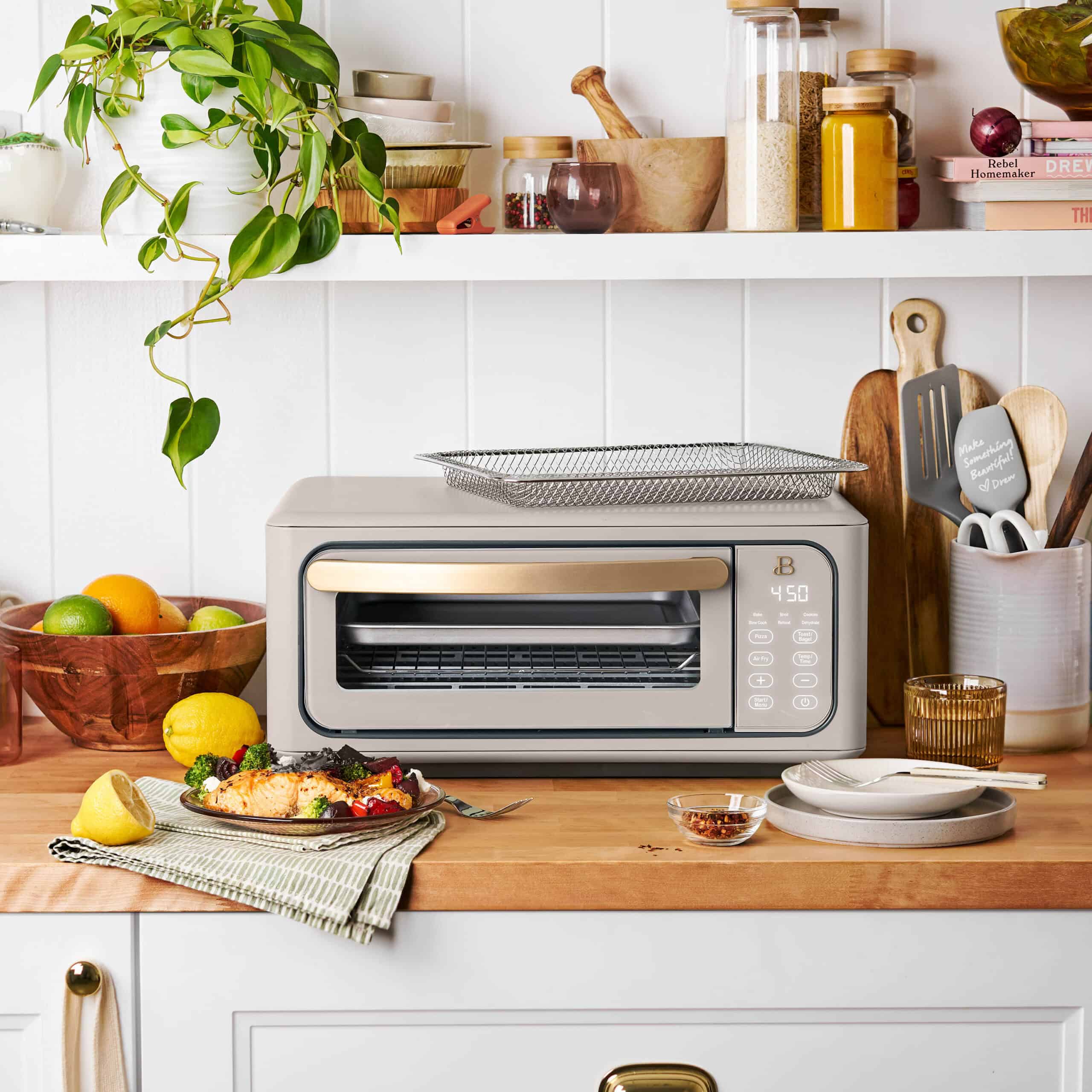 Beautiful Infrared Air Fry Toaster Oven, 9-Slice, 1800 W, Porcini Taupe by Drew Barrymore