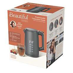 Beautiful 1.7-Liter Electric Kettle 1500 W with One-Touch Activation, Oyster Gray by Drew Barrymore