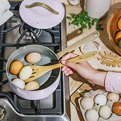 Beautiful 12pc Ceramic Non-Stick Cookware Set, Lavender by Drew Barrymore