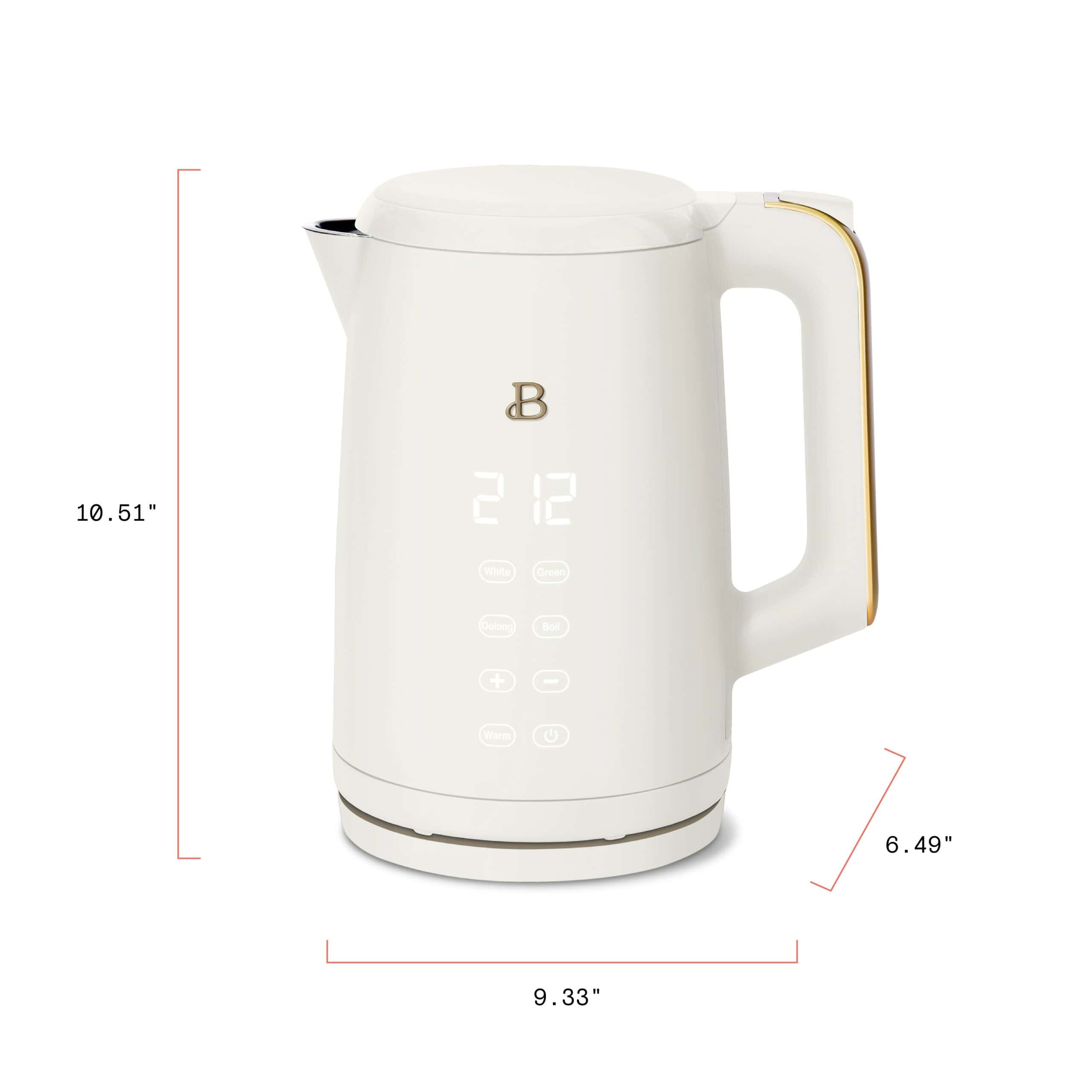 Beautiful 1.7-Liter Electric Kettle 1500 W with One-Touch Activation, White Icing by Drew Barrymore