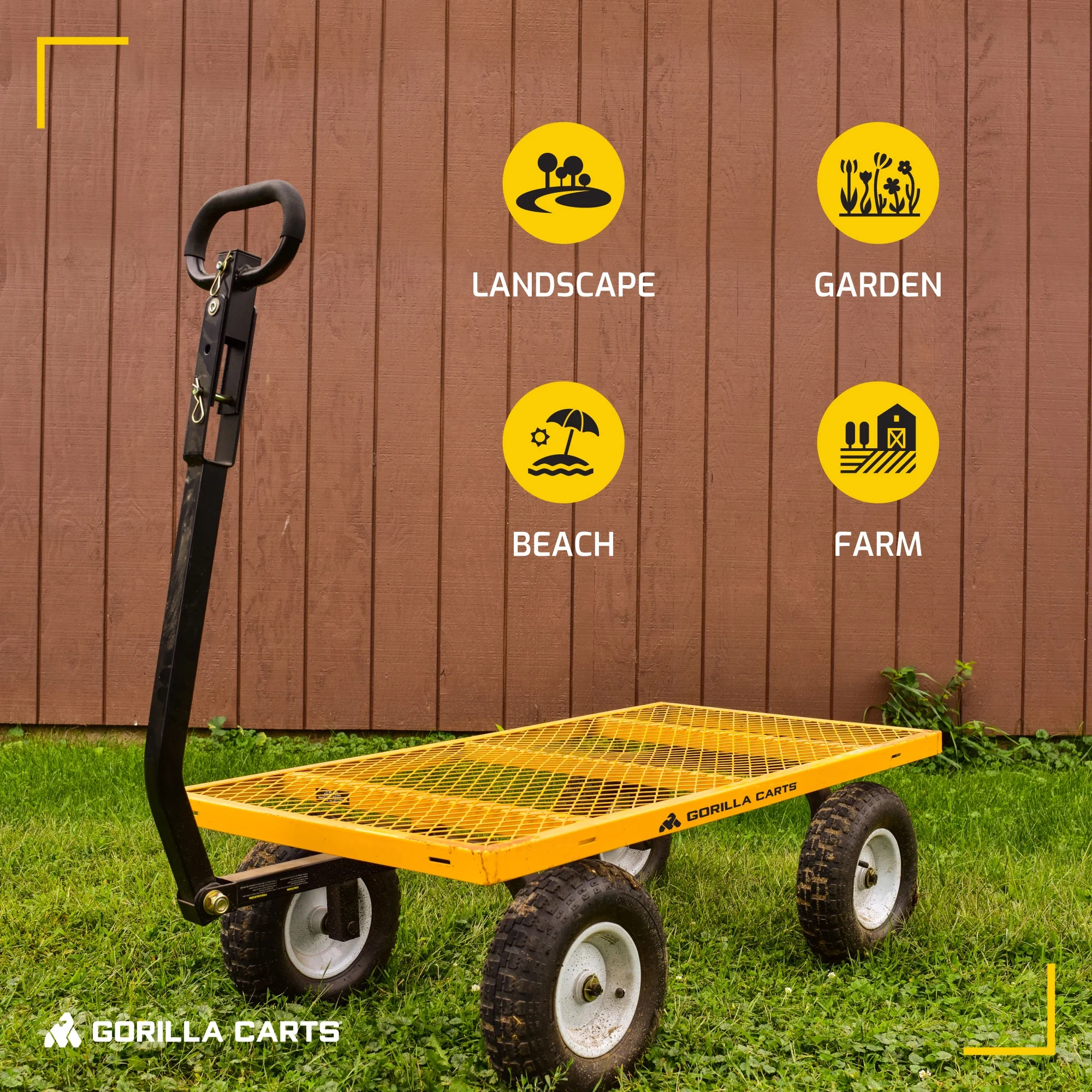 Gorilla Carts GOR1201B 1200-lb. Heavy-Duty Steel Utility Cart, 13" Tires
