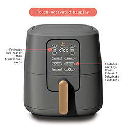 Beautiful 6 Qt Air Fryer with TurboCrisp Technology and Touch-Activated Display, Oyster Grey by Drew Barrymore