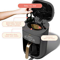 Beautiful 14-Cup Programmable Drip Coffee Maker with Touch-Activated Display, Oyster Grey by Drew Barrymore