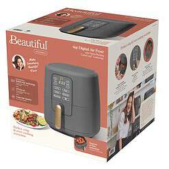Beautiful 6 Qt Air Fryer with TurboCrisp Technology and Touch-Activated Display, Oyster Grey by Drew Barrymore