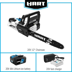 HART 20-Volt 12-Inch Cordless Chainsaw (1) 20-Volt 4.0Ah Lithium-Ion Battery