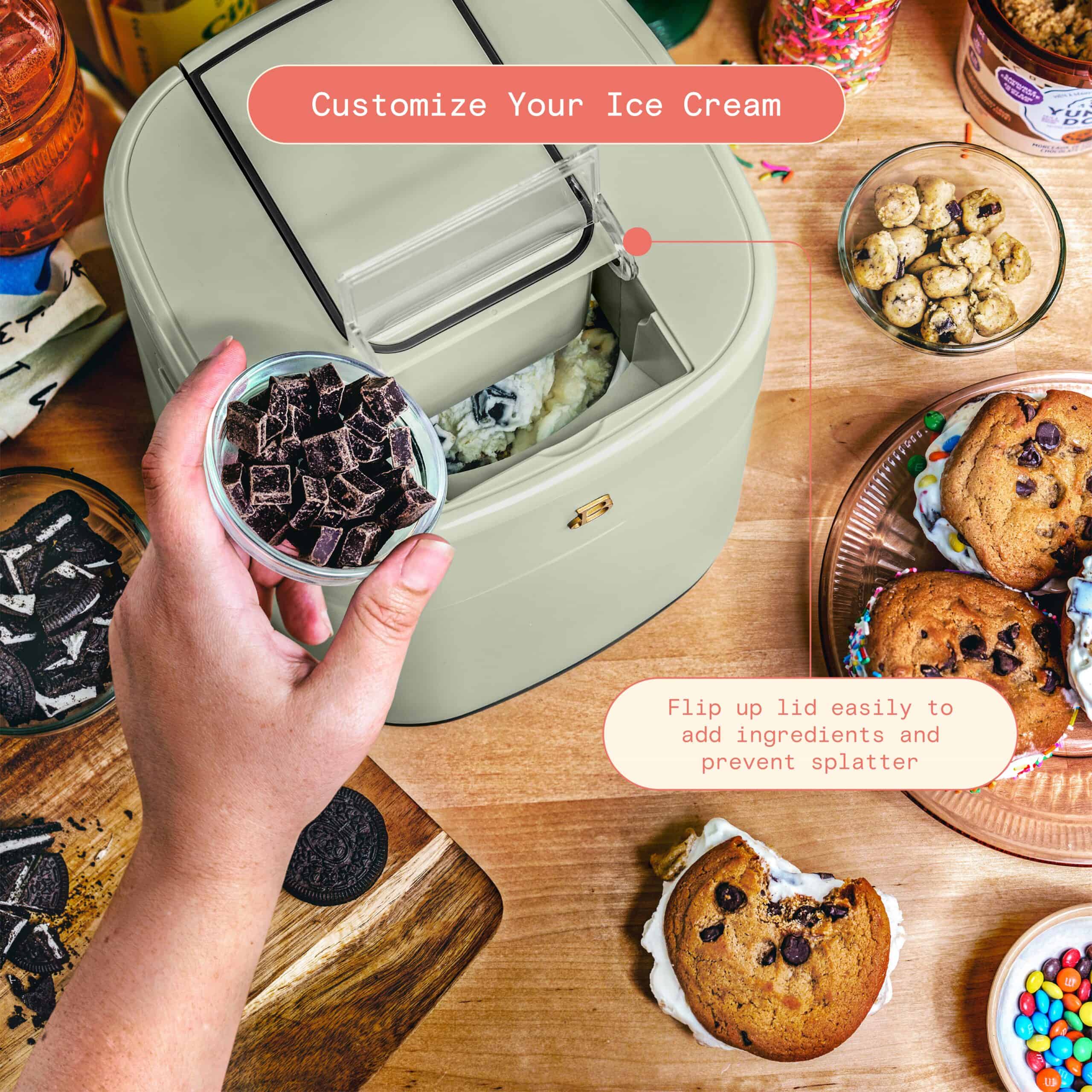 Beautiful 1.5 Qt Ice Cream Maker with Touch Activated Display, Sage Green by Drew Barrymore