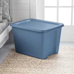 Sterilite 18 Gallon Tote Box Plastic Adult, Blue Moonlight, Set of 8
