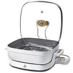 Beautiful 5 in 1 Electric Skillet - Expandable up to 7 Qt with Glass Lid, White Icing by Drew Barrymore