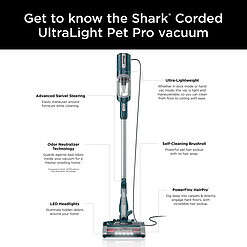 Shark UltraLight Pet Pro Corded Stick Vacuum with PowerFins HairPro Odor Neutralizer Technology, Multisurface, HZ700