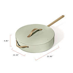 Beautiful 5.5 Quart Ceramic Non-Stick Sauté Pan, Sage Green by Drew Barrymore