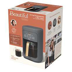 Beautiful 14-Cup Programmable Drip Coffee Maker with Touch-Activated Display, Oyster Grey by Drew Barrymore