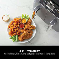 Ninja DZ100WM Foodi 4 in 1, 8 qt. 2-Basket Air Fryer with DualZone Technology, Air Fry, Roast & More, Black
