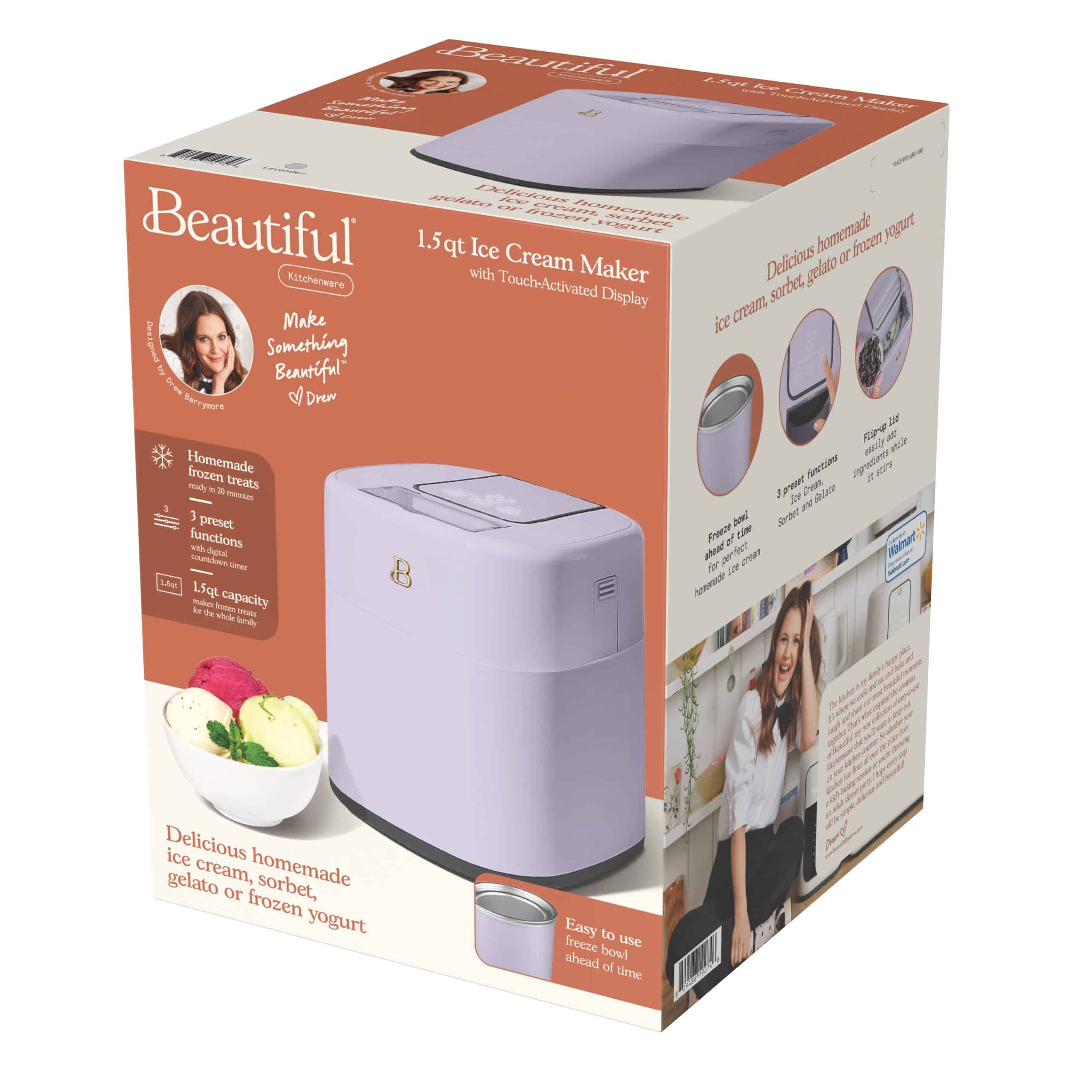Beautiful 1.5 Qt Ice Cream Maker with Touch Activated Display, Lavender by Drew Barrymore