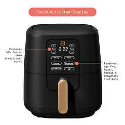 Beautiful 6 Qt Air Fryer with TurboCrisp Technology and Touch-Activated Display, Black Sesame by Drew Barrymore