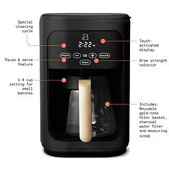 Beautiful 14 Cup Touchscreen Coffee Maker, Black Sesame by Drew Barrymore