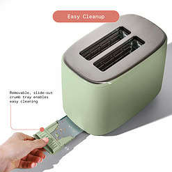 Beautiful 2 Slice Toaster with Touch-Activated Display, Sage Green by Drew Barrymore