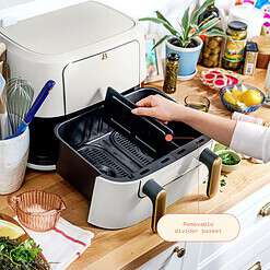 Beautiful 9 QT TriZone Air Fryer, White Icing by Drew Barrymore