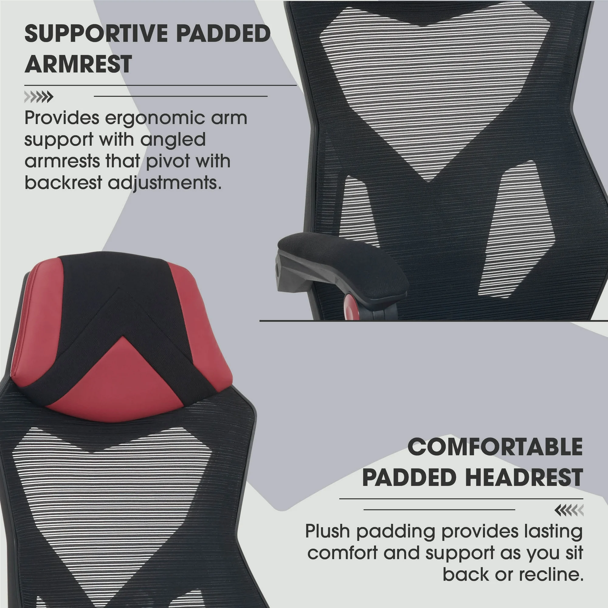 Gamer Gear Gaming Office Chair with Extendable Leg Rest, Red/Black Fabric Upholstery