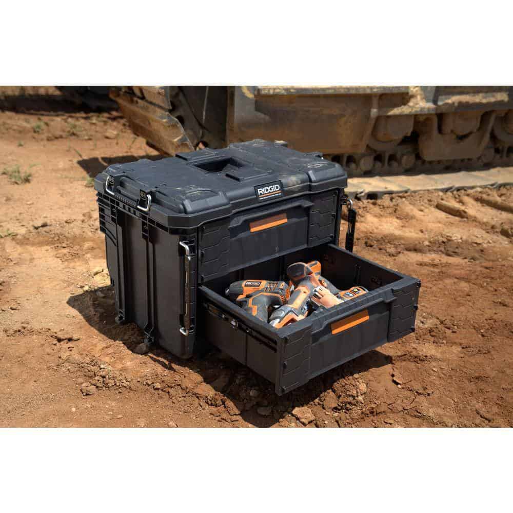 RIDGID 257067 2.0 Pro Gear System 22 in. XL 2 Drawers Modular Tool Box Storage