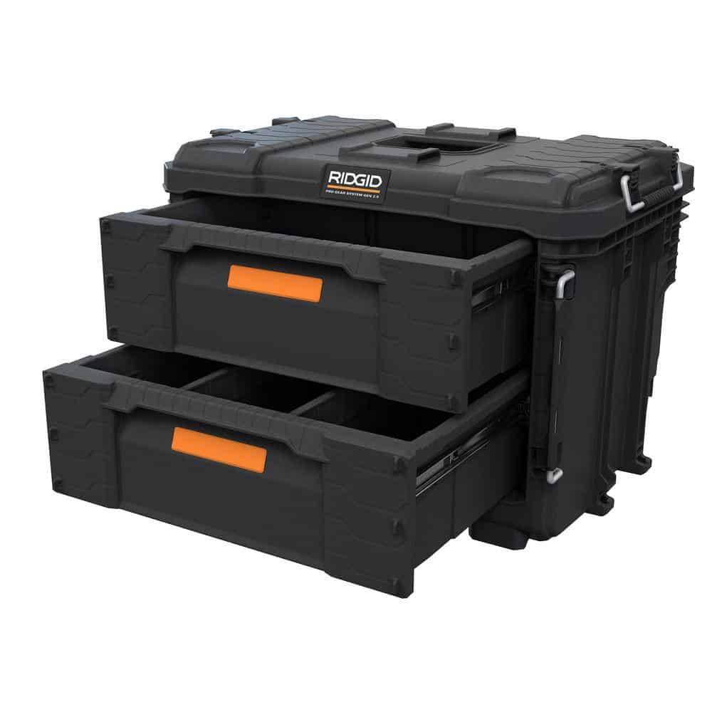RIDGID 257067 2.0 Pro Gear System 22 in. XL 2 Drawers Modular Tool Box Storage