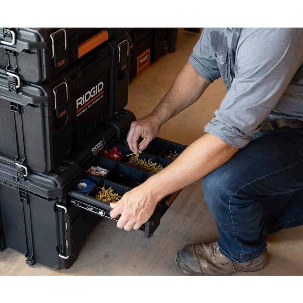 RIDGID 257067 2.0 Pro Gear System 22 in. XL 2 Drawers Modular Tool Box Storage