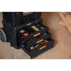 RIDGID 255334 Pro Gear System Gen 2.0 XL 3-Drawers Water and Dust Resistant Durable Tool Box With Dividers For Internal Organization