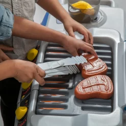 Step2 Sizzle & Smoke Barbecue Blue Toddler Grill Playset with 15 Piece Plastic Barbeque Play Set