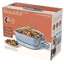Beautiful 5 in 1 Electric Skillet - Expandable up to 7 Qt with Glass Lid, Cornflower Blue by Drew Barrymore