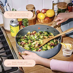 Beautiful 5.5 Quart Ceramic Non-Stick Sauté Pan, Cornflower Blue by Drew Barrymore