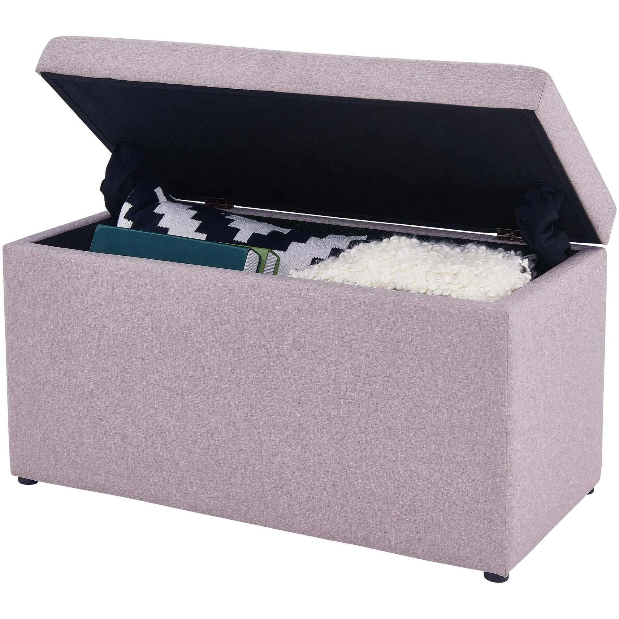 Better Homes & Gardens 30" Hinged Storage Ottoman, Sand Faux Linen