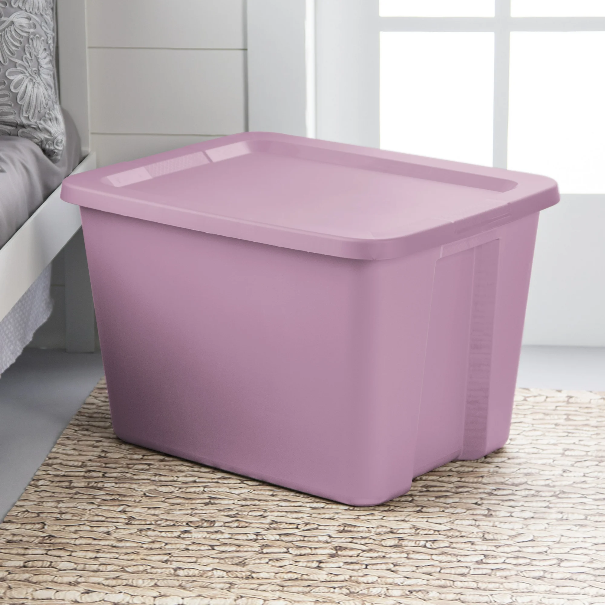 Sterilite 18 Gallon Tote Box Plastic Adult, Lilac Bloom, Set of 8