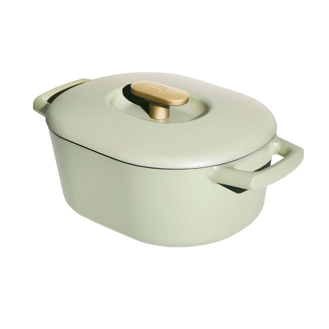 Beautiful 6 Quart Enamel Dutch Oven, Sage Green by Drew Barrymore