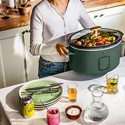 Beautiful 6 Qt Programmable Slow Cooker, Thyme Green by Drew Barrymore