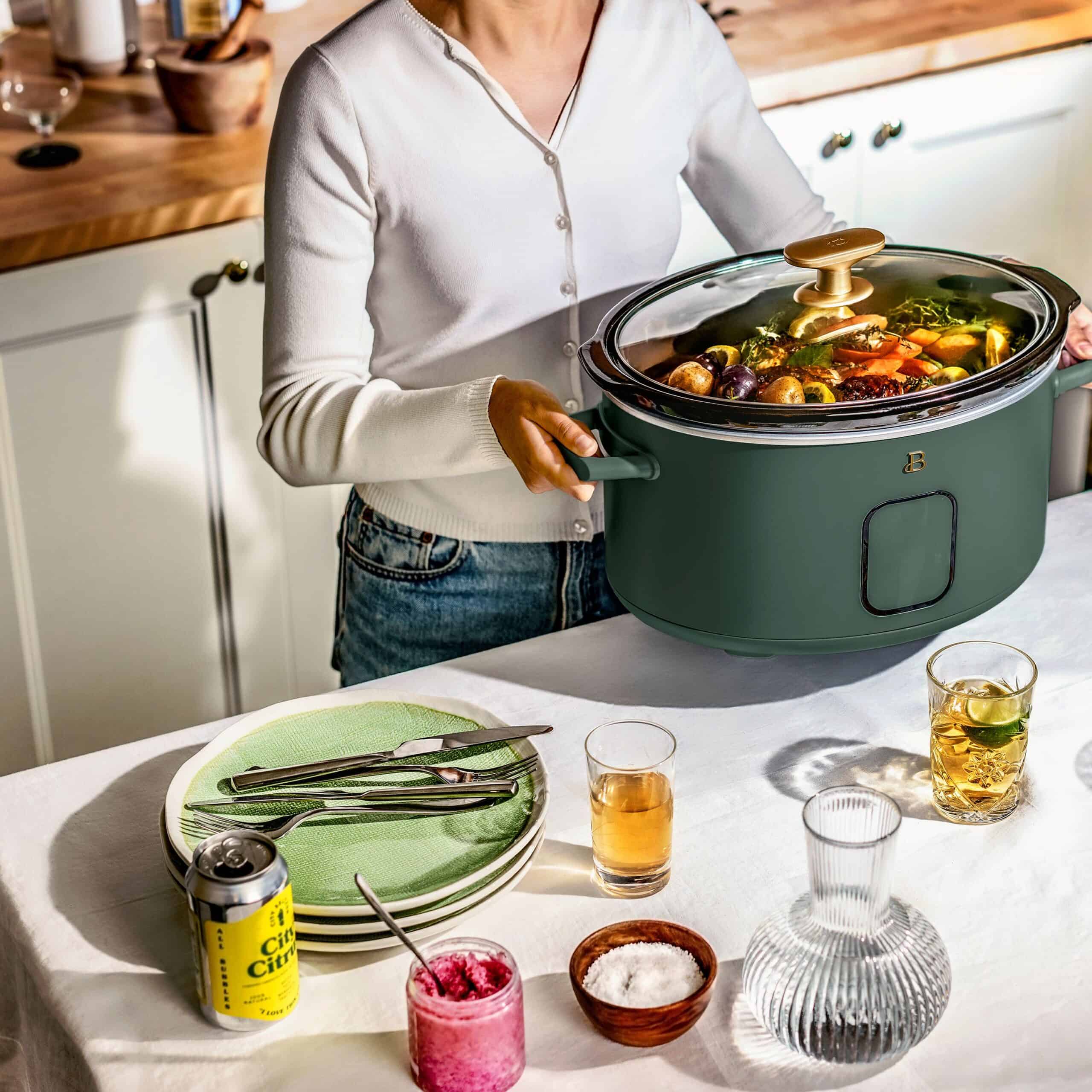Beautiful 6 Qt Programmable Slow Cooker, Thyme Green by Drew Barrymore