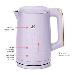 Beautiful 1.7-Liter Electric Kettle 1500 W with One-Touch Activation, Lavender by Drew Barrymore