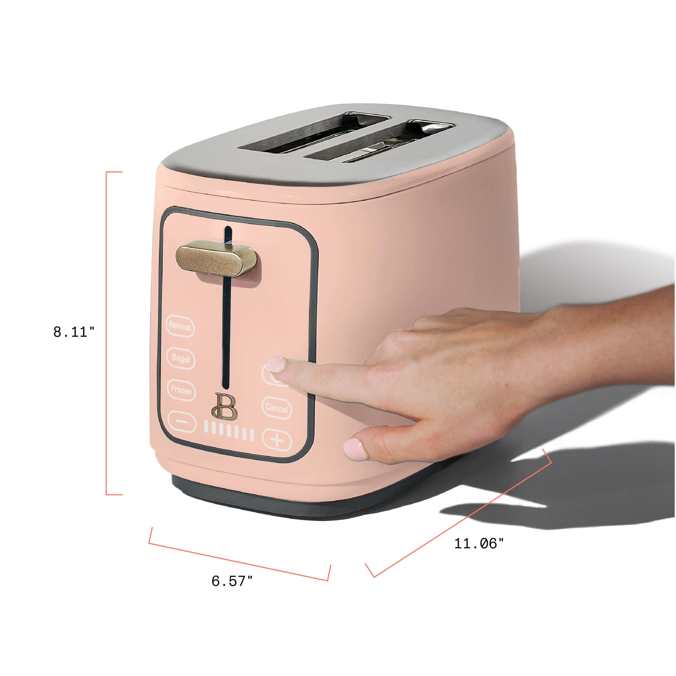 Beautiful 2 Slice Toaster with Touch-Activated Display, Rose by Drew Barrymore