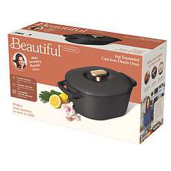 Beautiful 6 Quart Enamel Dutch Oven, Black Sesame by Drew Barrymore