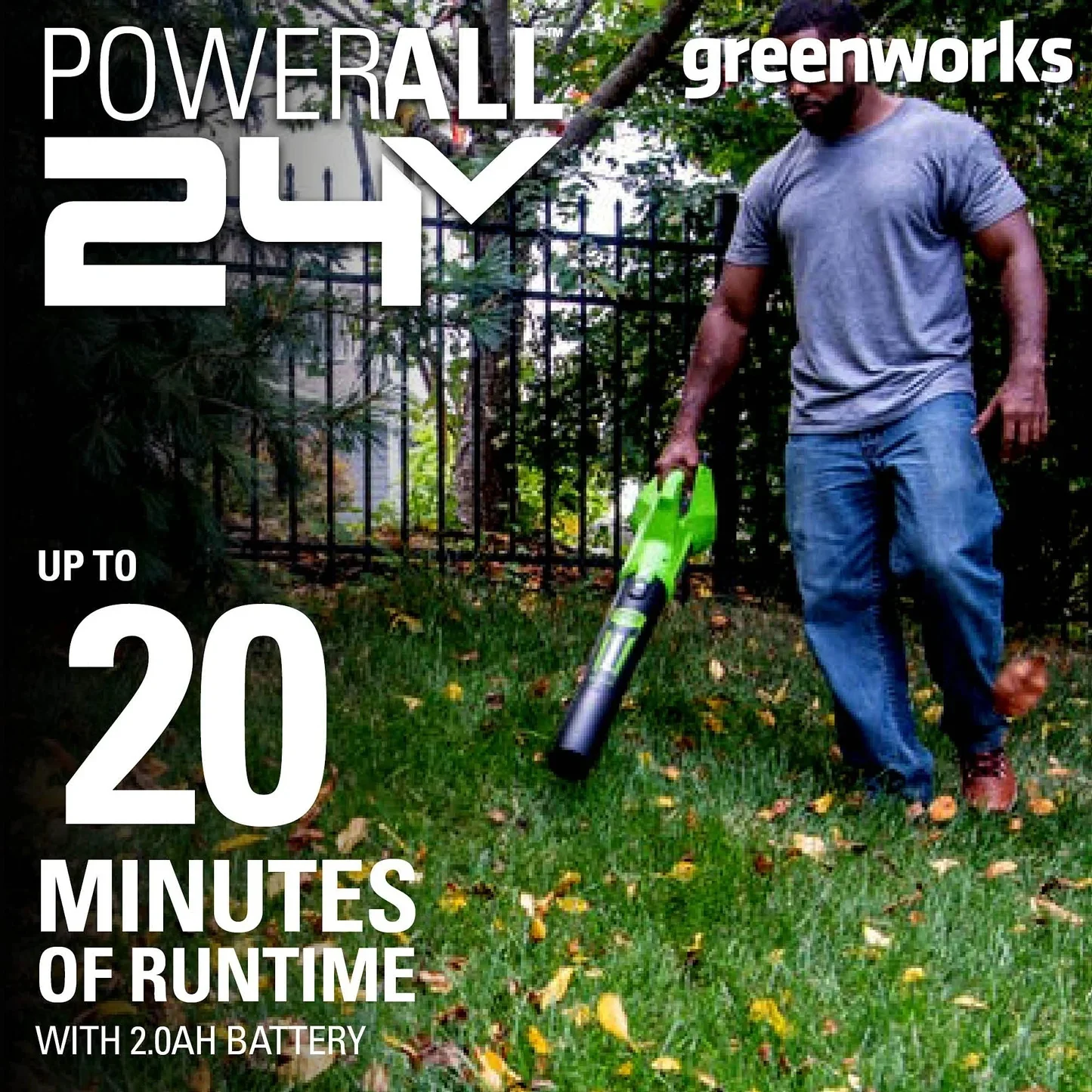 Greenworks 24V Cordless Axial Blower (90 Mph / 320 Cfm) with 2Ah USB Battery & Charger 2415702 - Image 9