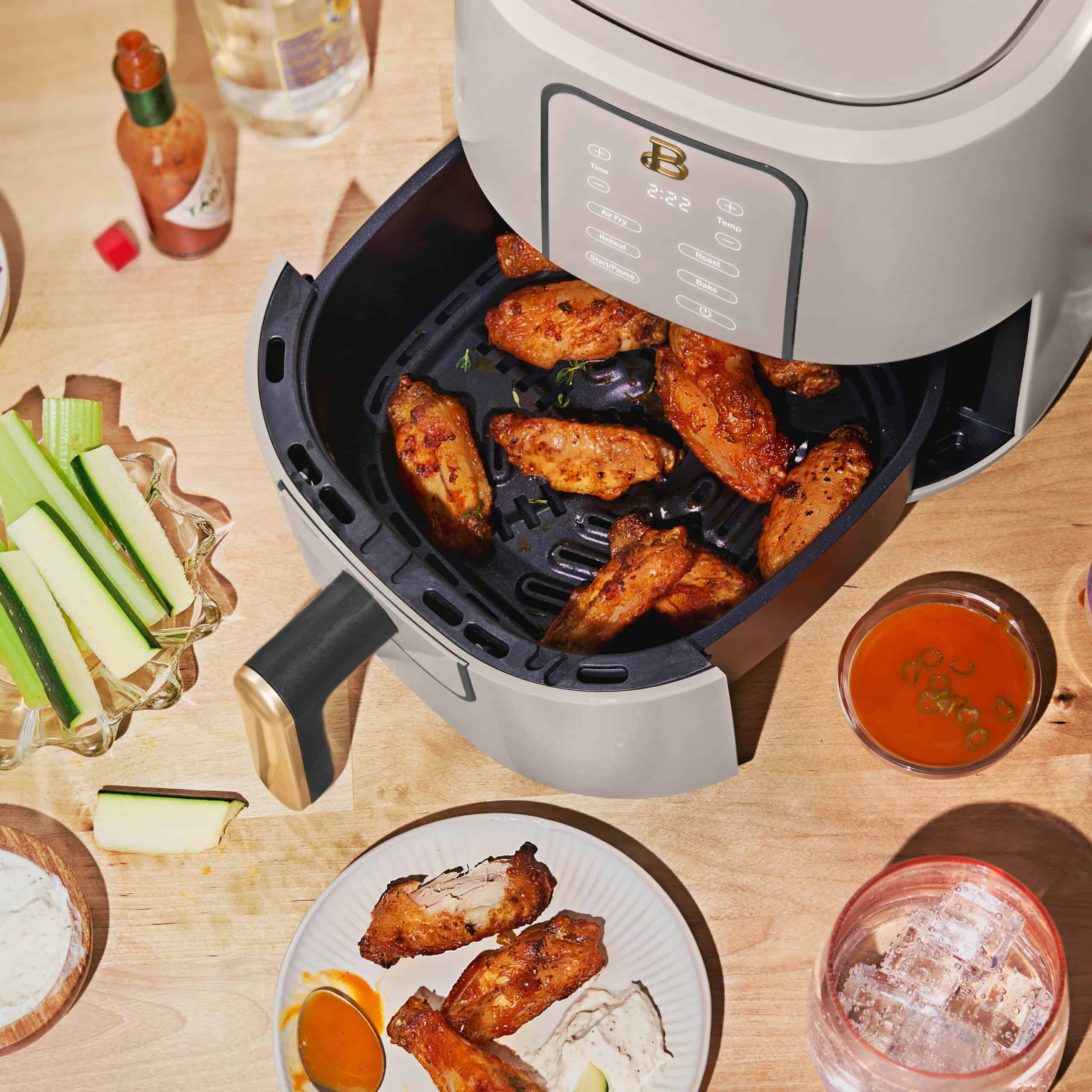Beautiful 3 Qt Air Fryer with TurboCrisp Technology, Porcini Taupe by Drew Barrymore
