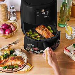Beautiful 3 Qt Air Fryer with TurboCrisp Technology, Wildflower by Drew Barrymore, Black