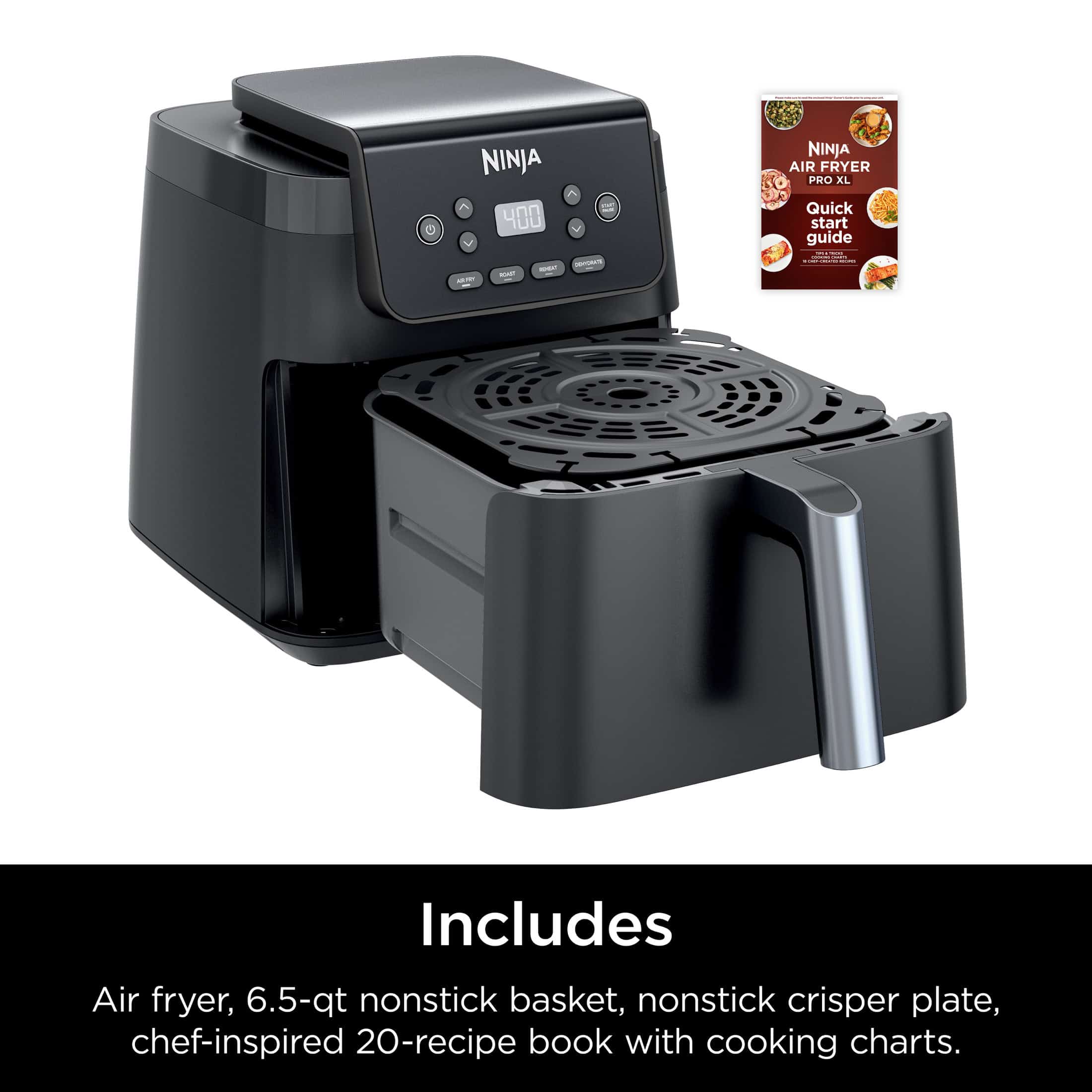 Ninja Air Fryer Pro XL 6.5-QT Basket Air Fryer, 4-in-1 Functionality, Max Crisp Technology, Nonstick, Black