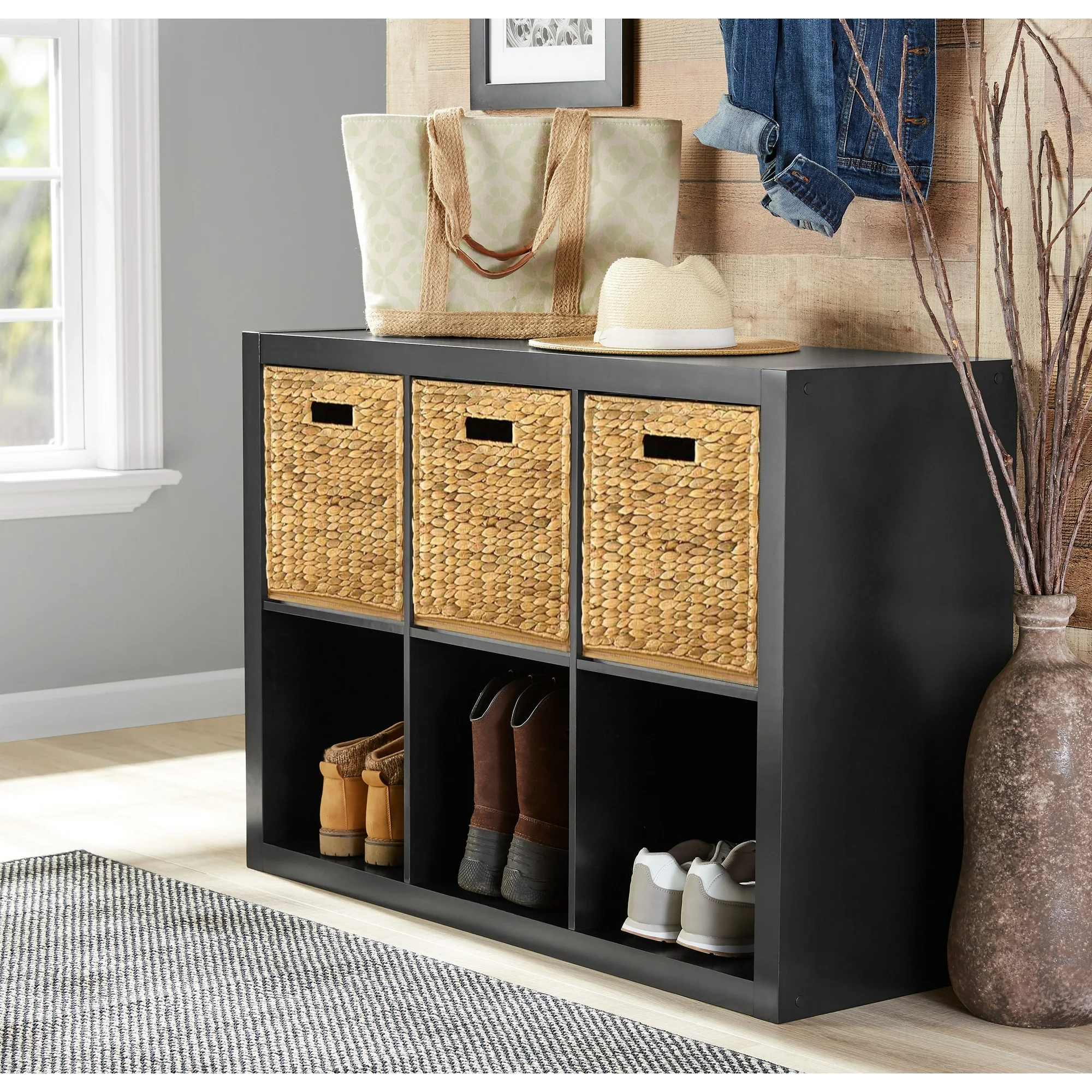 Better Homes & Gardens 6-Cube Storage Organizer, Solid Black