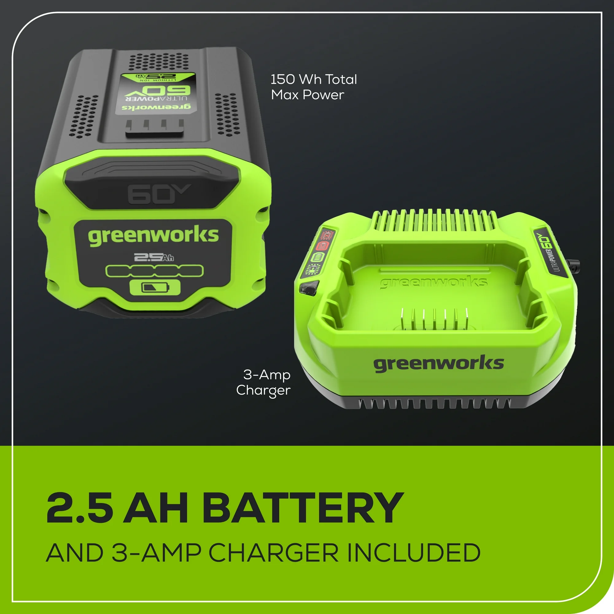 Greenworks 60V 16" String Trimmer & 630 CFM 170 MPH Blower Combo Kit with 2.5Ah Battery & 3 Amp Charger 1359802 - Image 4