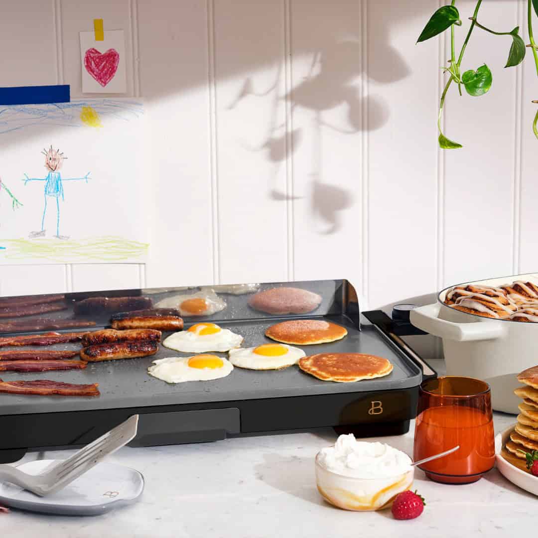 Beautiful XL Electric Griddle 12" x 22"- Non-Stick, Black Sesame by Drew Barrymore