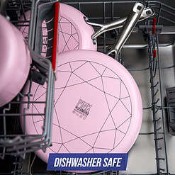 Blue Diamond Toxin-Free Ceramic and Dishwasher Safe 12-Piece Pots and Pans Cookware Set, Pink