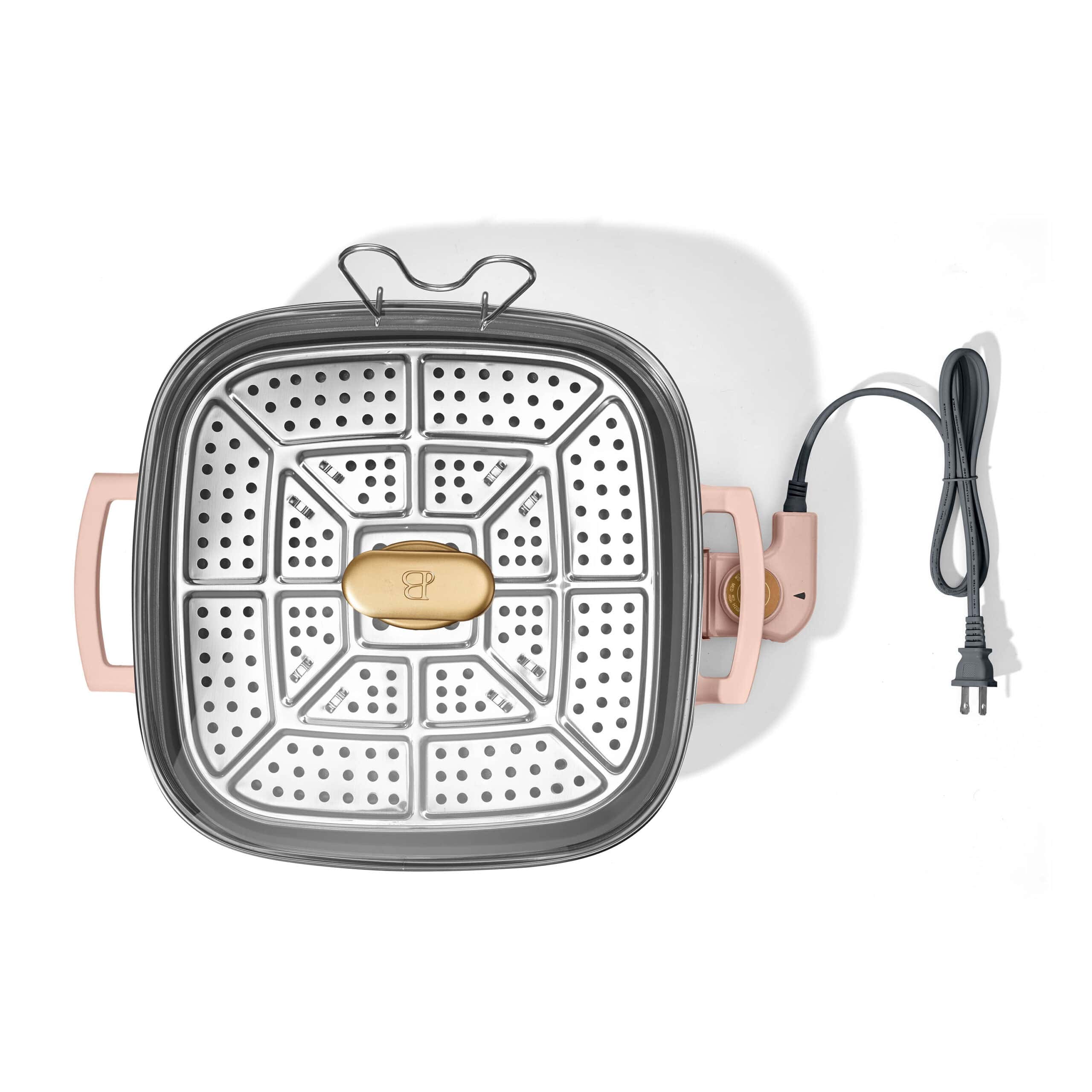 Beautiful 5 in 1 Electric Skillet - Expandable up to 7 Qt with Glass Lid, Rose by Drew Barrymore