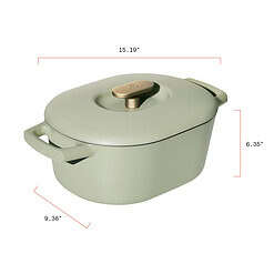 Beautiful 6 Quart Enamel Dutch Oven, Sage Green by Drew Barrymore